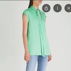 NEW! Sandro Apple Green Tie Neck Blouse Sz 1 / Small
